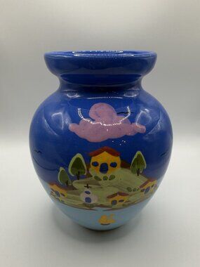 Hand Painted Made in Greece Colorful Ceramic Vase